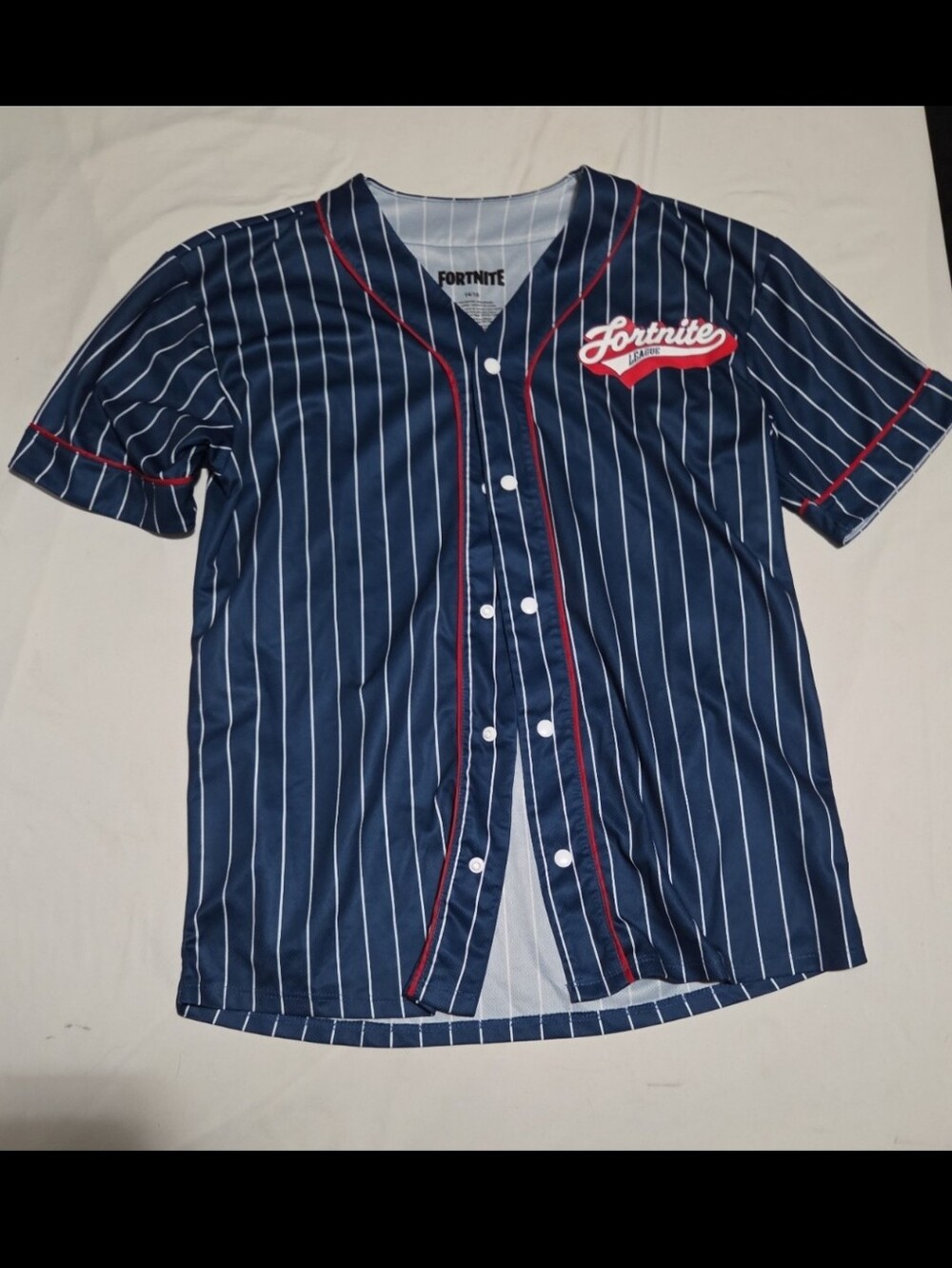 Fortnite boys size 14-16 blue button jersey shirt #28